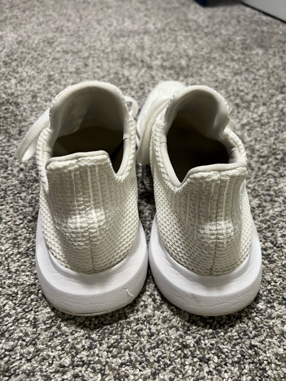 Adidas Men's All-White Knit Athletic Sneakers - Picture 3 of 8